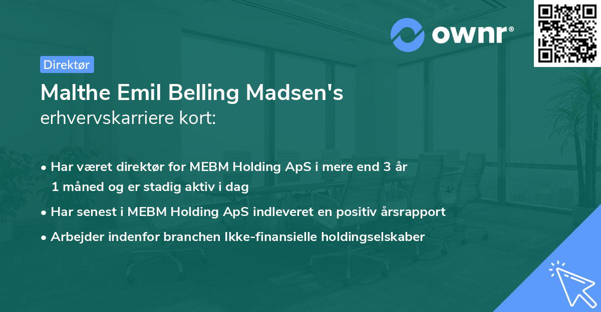 Malthe Emil Belling Madsen's erhvervskarriere kort