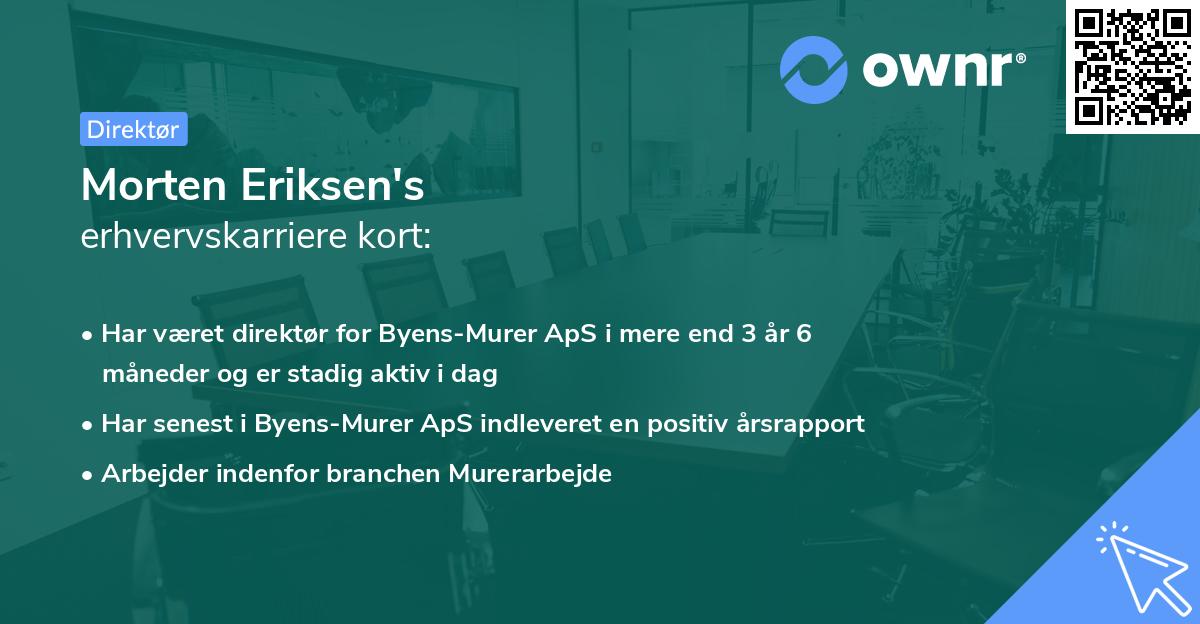 Morten Eriksen's erhvervskarriere kort