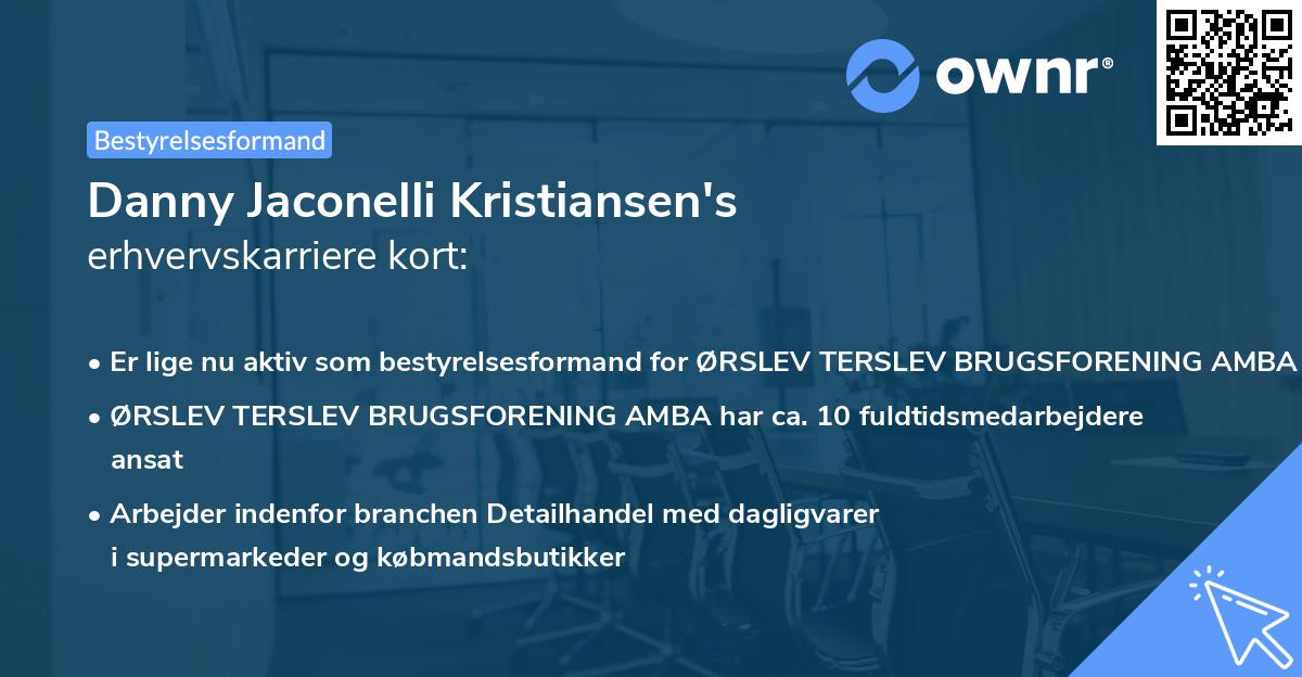 Danny Jaconelli Kristiansen's erhvervskarriere kort