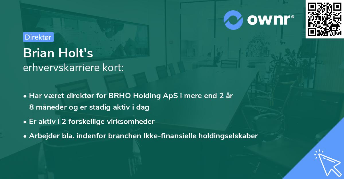 Brian Holt's erhvervskarriere kort