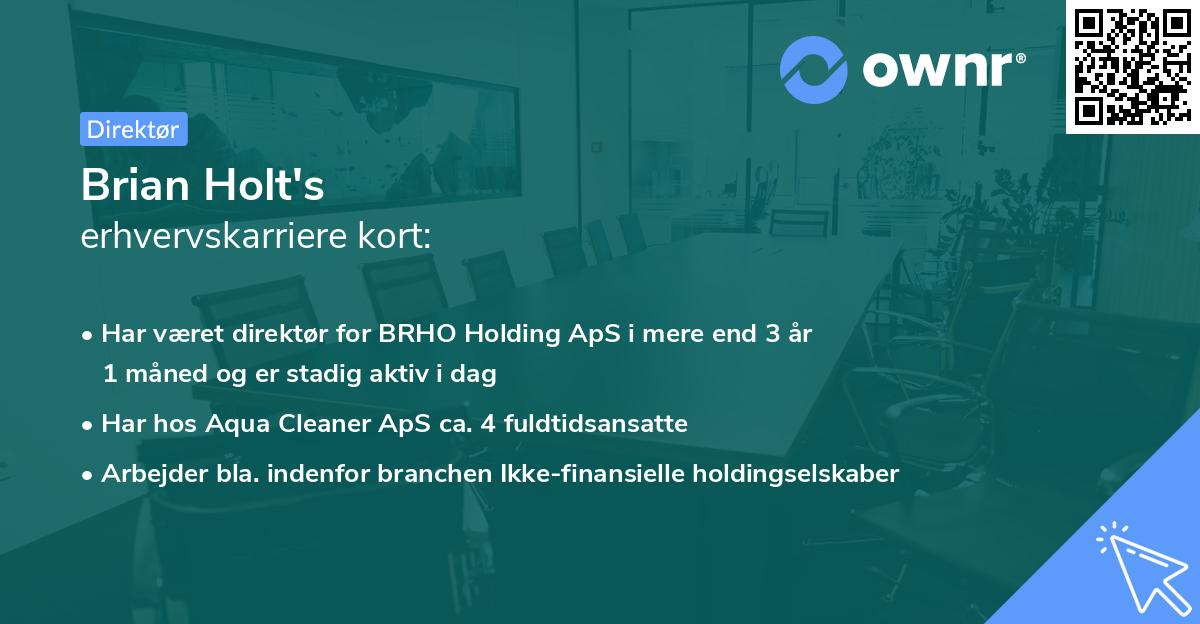 Brian Holt's erhvervskarriere kort