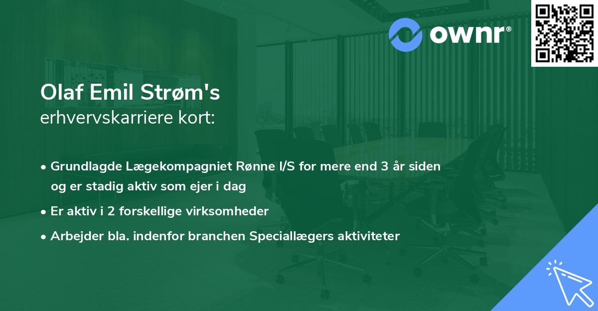 Olaf Emil Strøm's erhvervskarriere kort