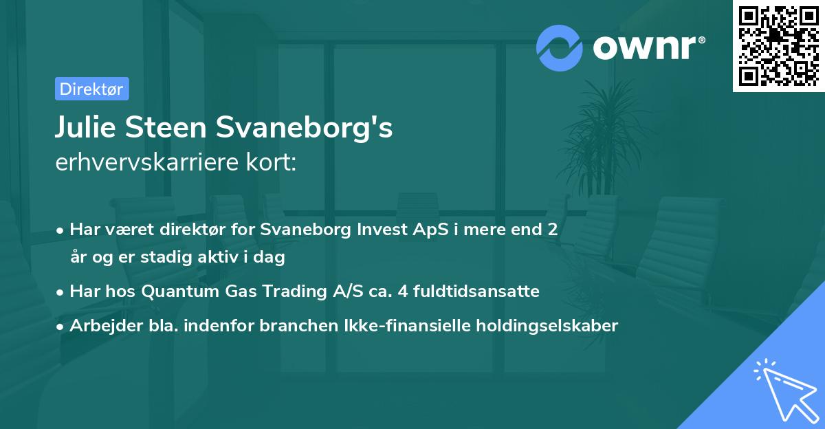 Julie Steen Svaneborg's erhvervskarriere kort