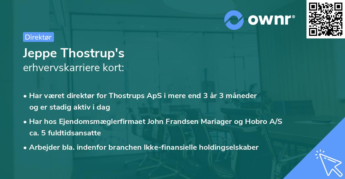 Jeppe Thostrup's erhvervskarriere kort