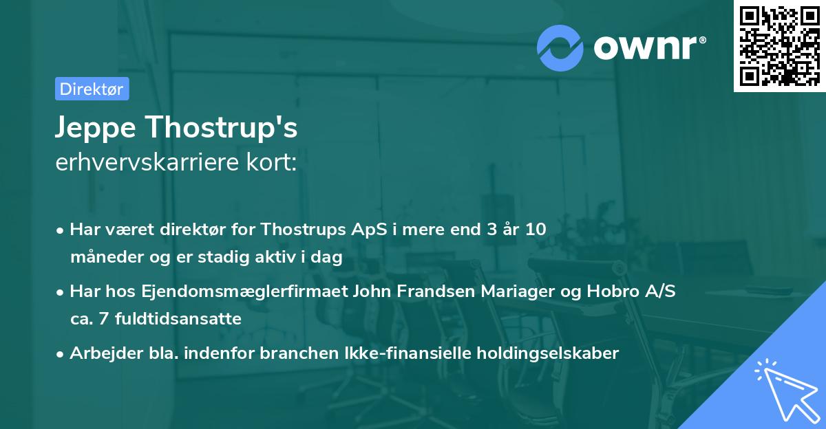 Jeppe Thostrup's erhvervskarriere kort
