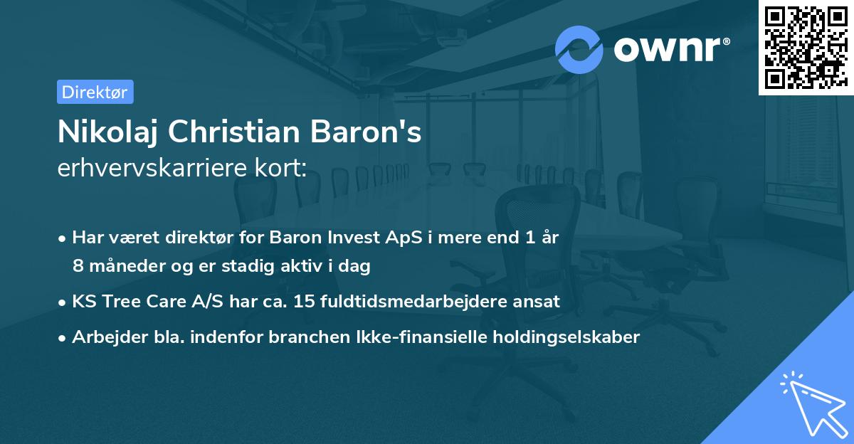 Nikolaj Christian Baron's erhvervskarriere kort