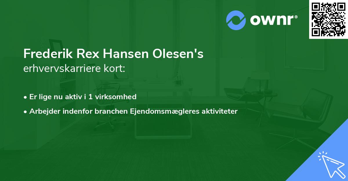 Frederik Rex Hansen Olesen's erhvervskarriere kort