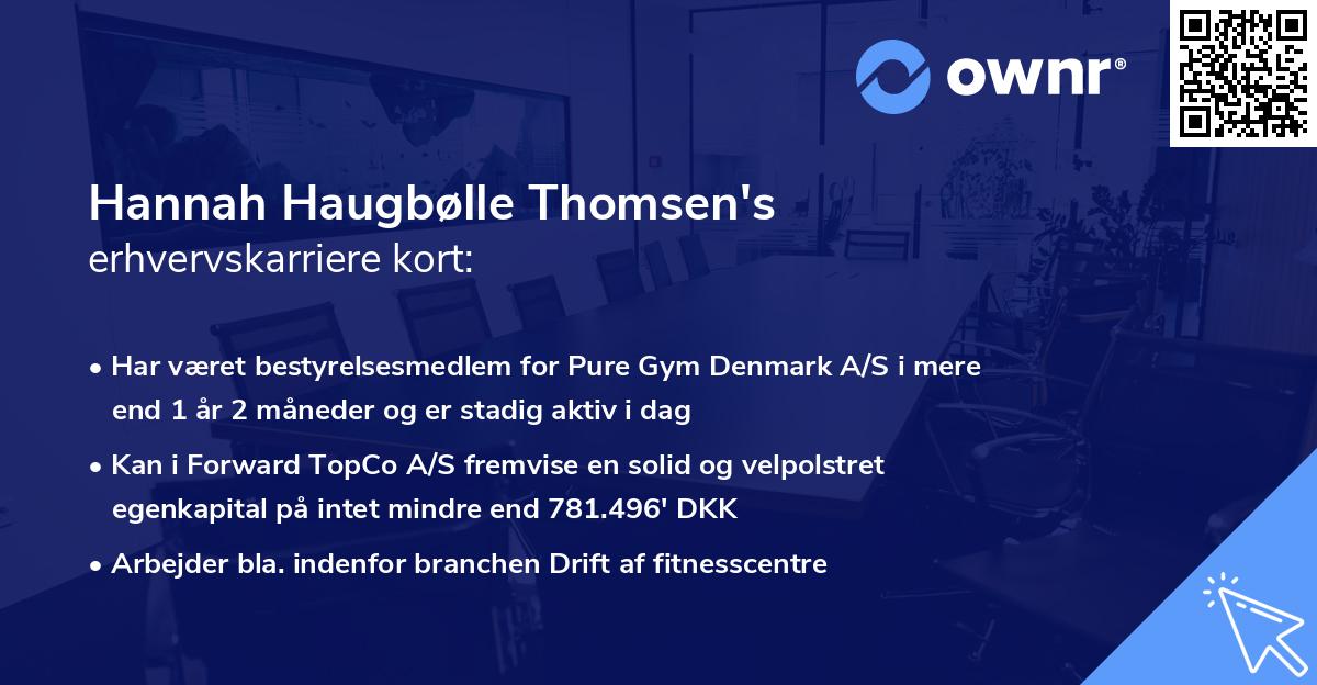 Hannah Haugbølle Thomsen's erhvervskarriere kort