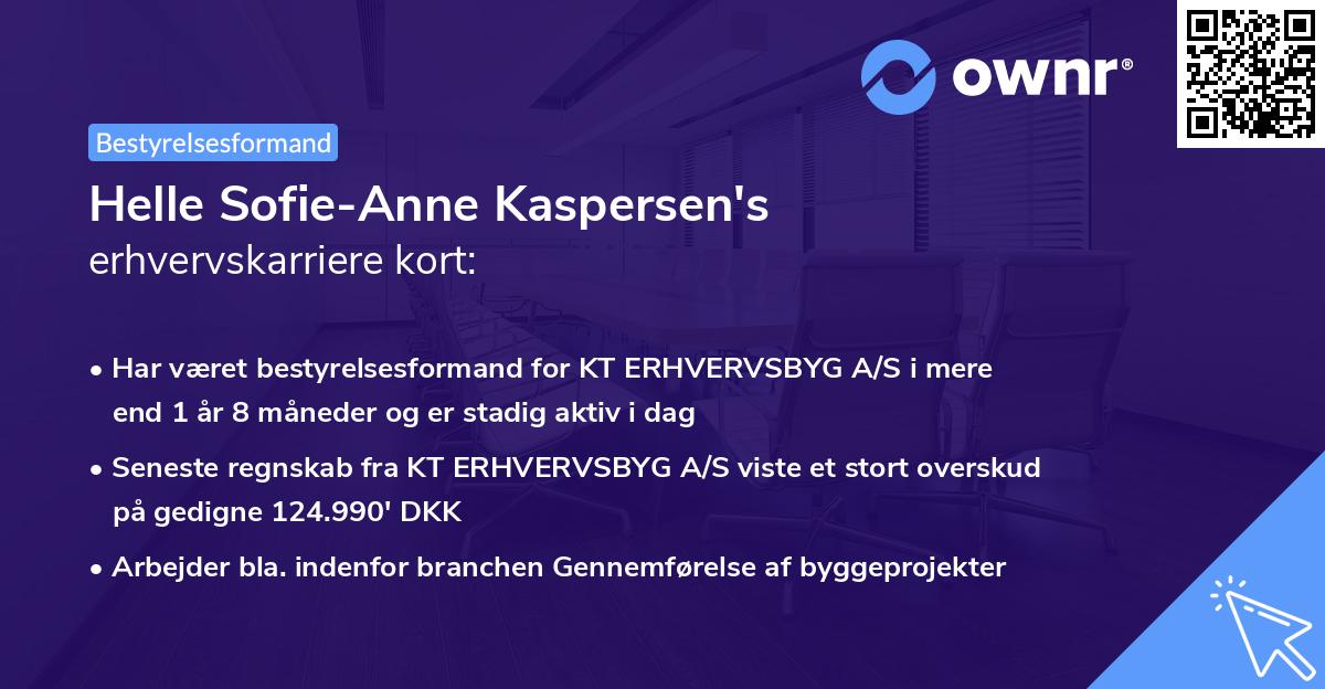 Helle Sofie-Anne Kaspersen's erhvervskarriere kort