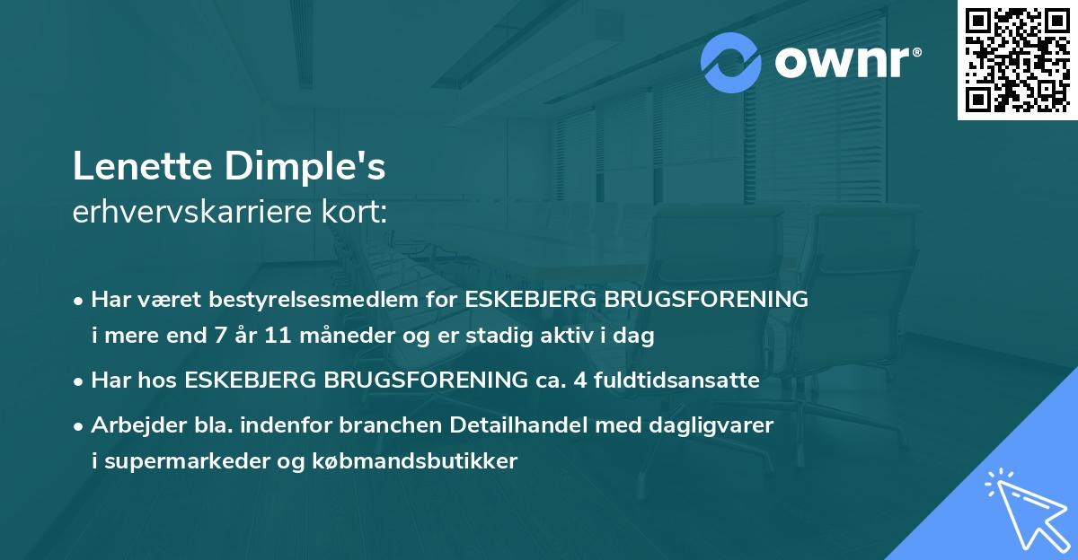 Lenette Dimple's erhvervskarriere kort