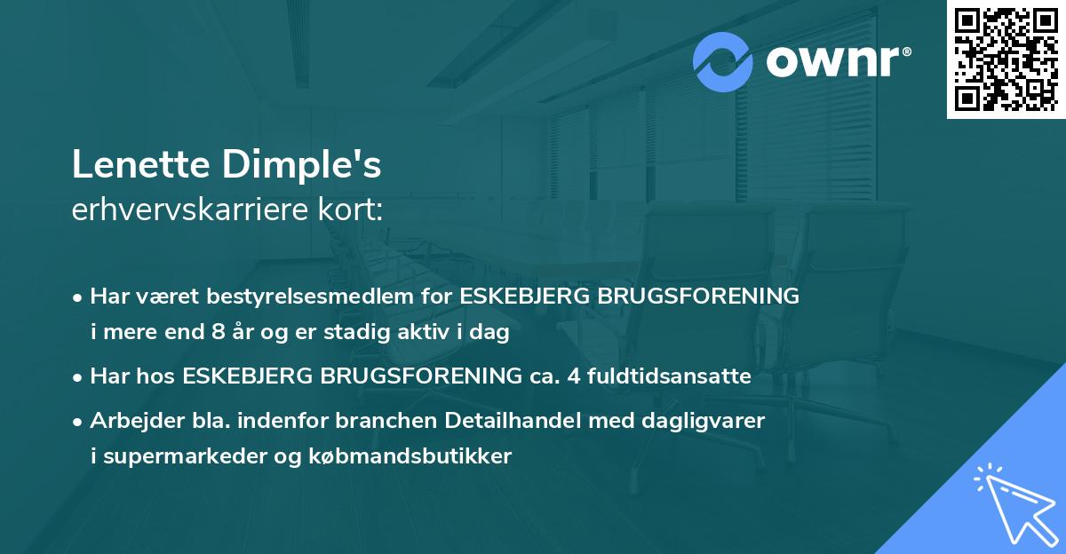Lenette Dimple's erhvervskarriere kort