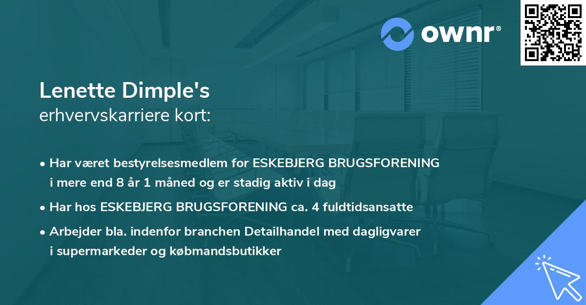 Lenette Dimple's erhvervskarriere kort