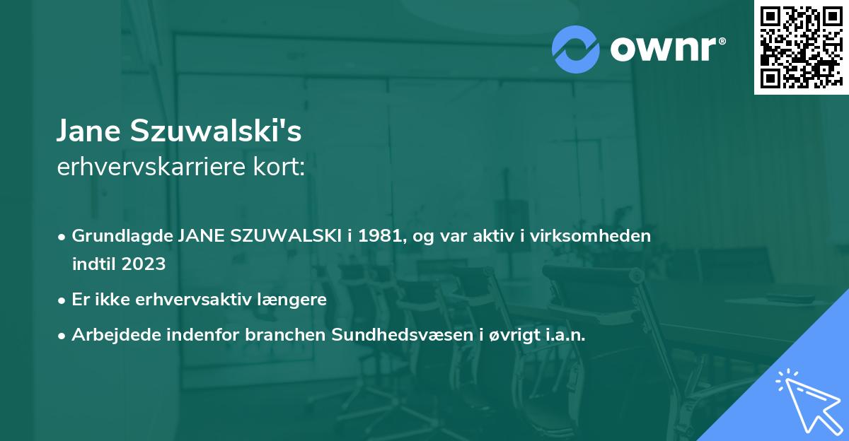 Jane Szuwalski's erhvervskarriere kort