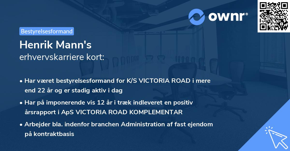 Henrik Mann's erhvervskarriere kort