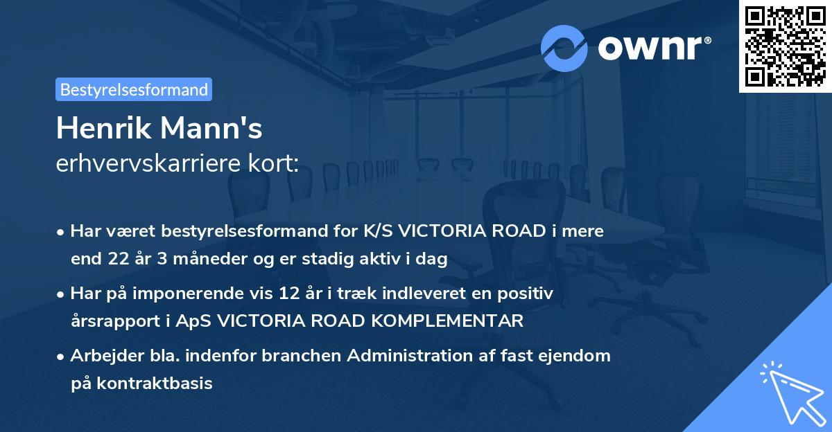 Henrik Mann's erhvervskarriere kort