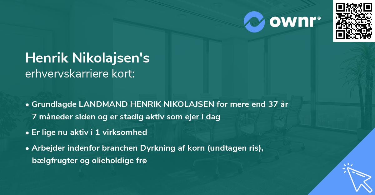 Henrik Nikolajsen's erhvervskarriere kort