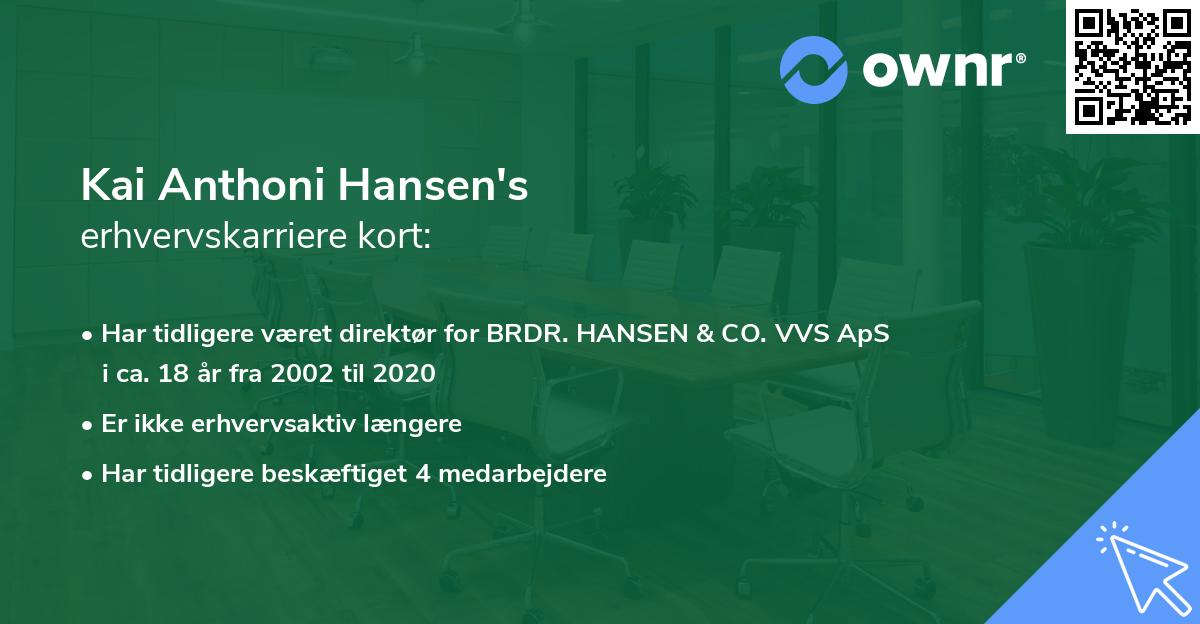 Kai Anthoni Hansen's erhvervskarriere kort