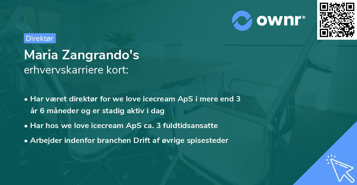 Maria Zangrando's erhvervskarriere kort