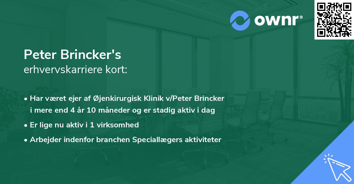 Peter Brincker's erhvervskarriere kort