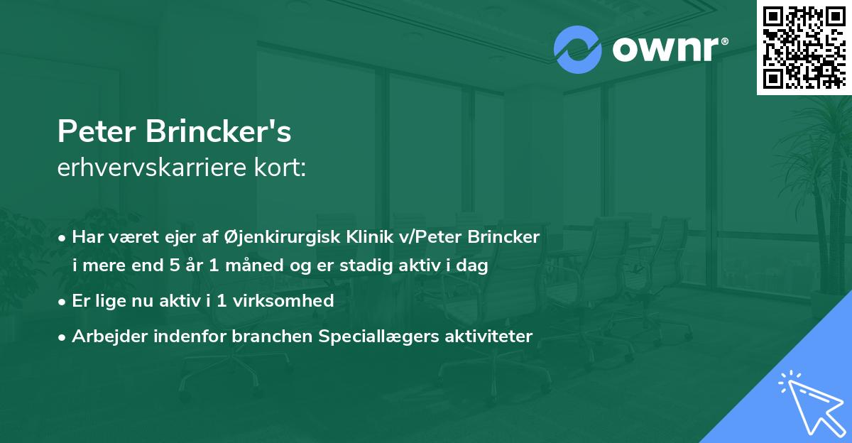 Peter Brincker's erhvervskarriere kort