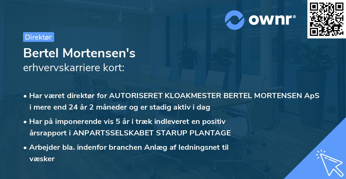 Bertel Mortensen's erhvervskarriere kort