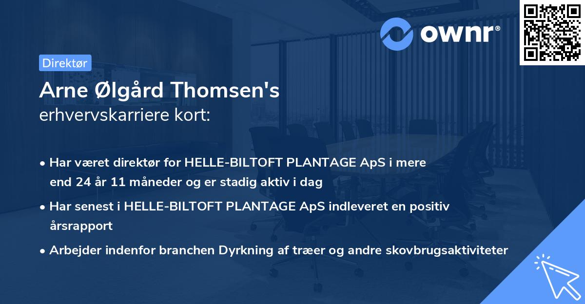Arne Ølgård Thomsen's erhvervskarriere kort