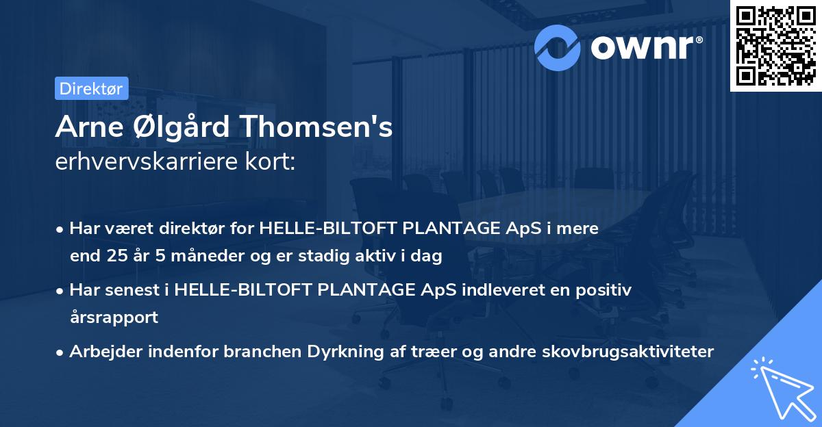 Arne Ølgård Thomsen's erhvervskarriere kort