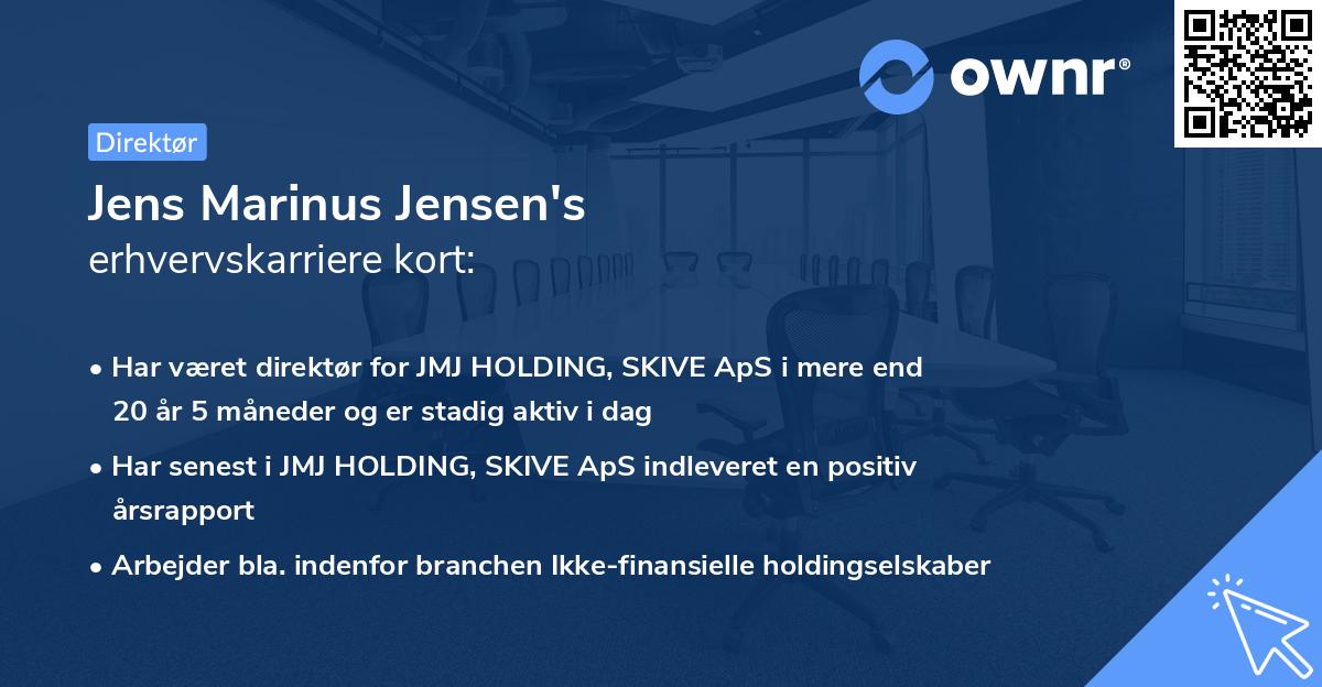 Jens Marinus Jensen's erhvervskarriere kort