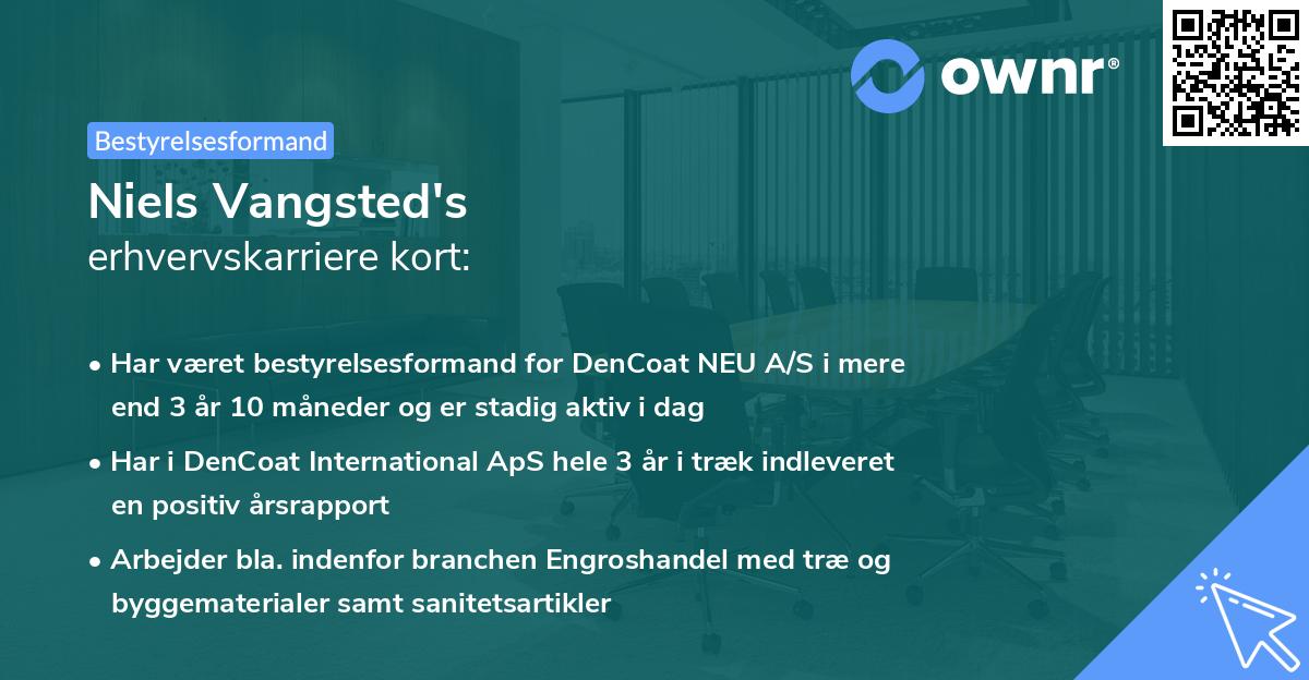 Niels Vangsted's erhvervskarriere kort