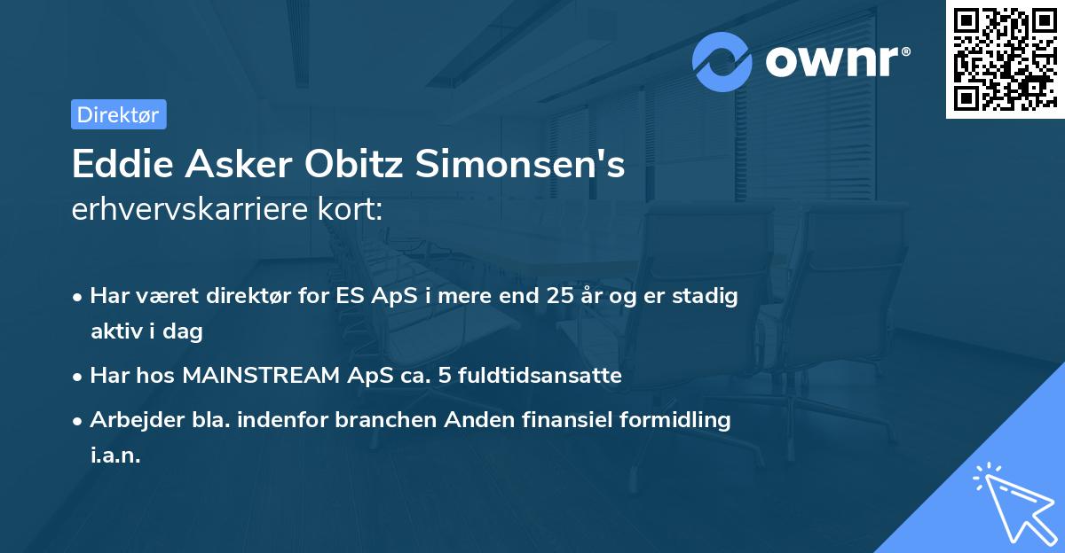 Eddie Asker Obitz Simonsen's erhvervskarriere kort