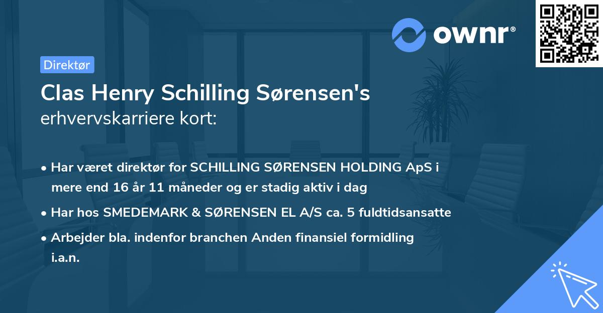 Clas Henry Schilling Sørensen's erhvervskarriere kort