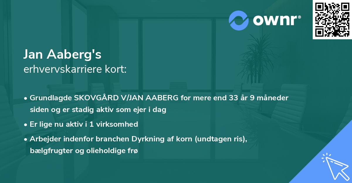 Jan Aaberg's erhvervskarriere kort