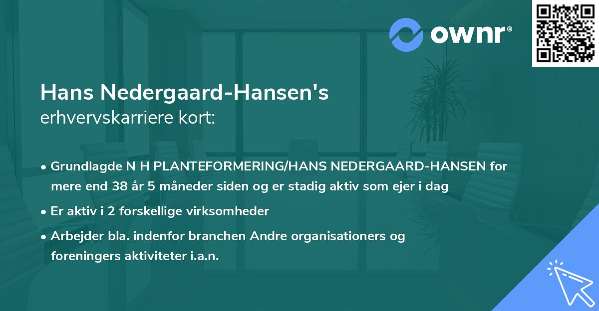 Hans Nedergaard-Hansen's erhvervskarriere kort