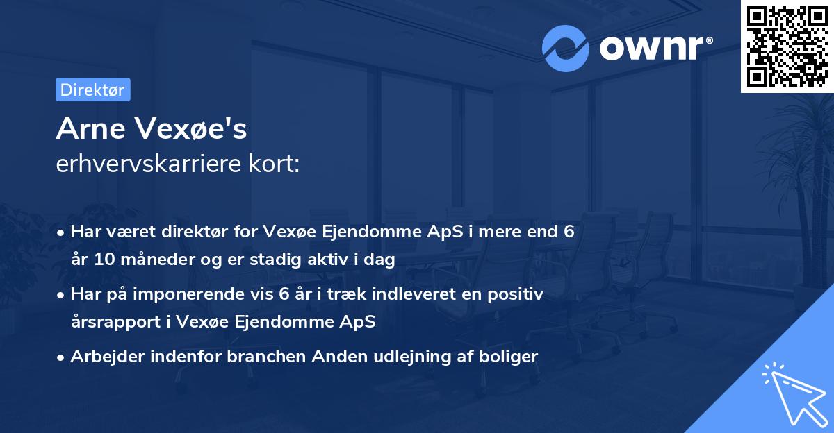 Arne Vexøe's erhvervskarriere kort