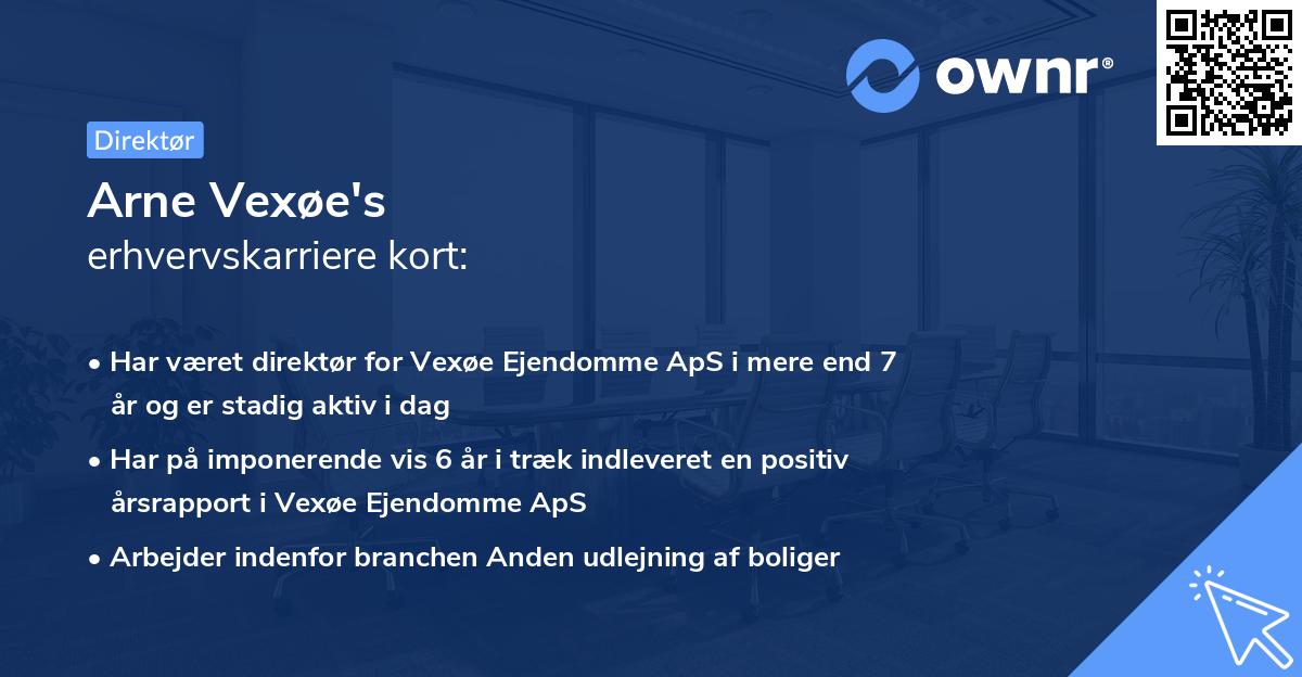Arne Vexøe's erhvervskarriere kort
