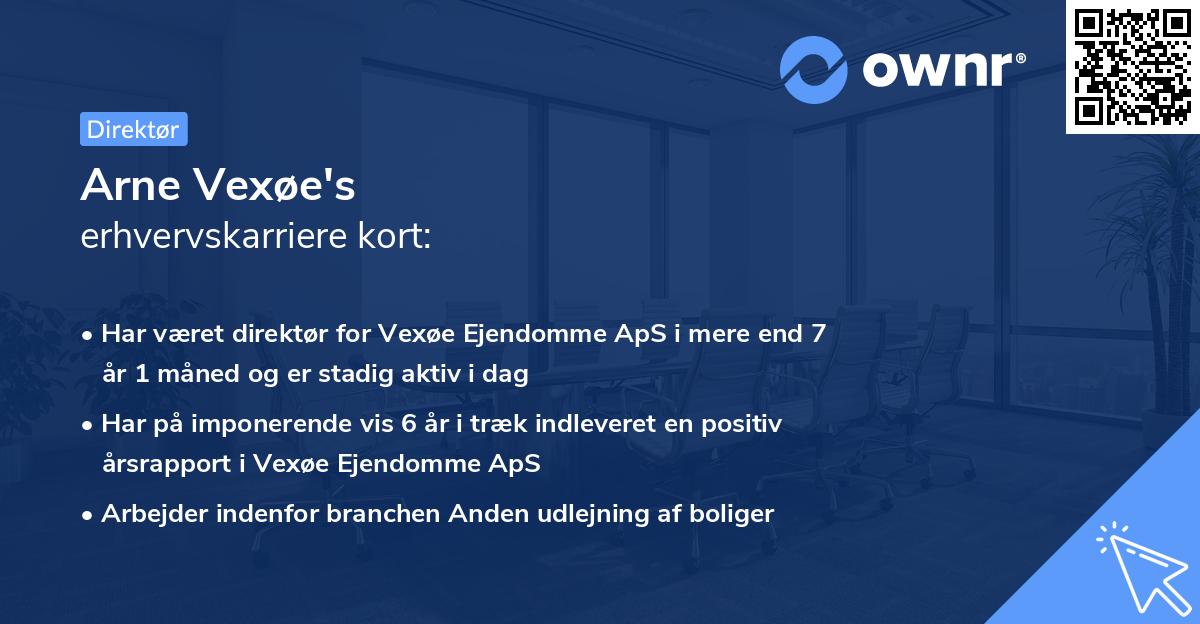 Arne Vexøe's erhvervskarriere kort