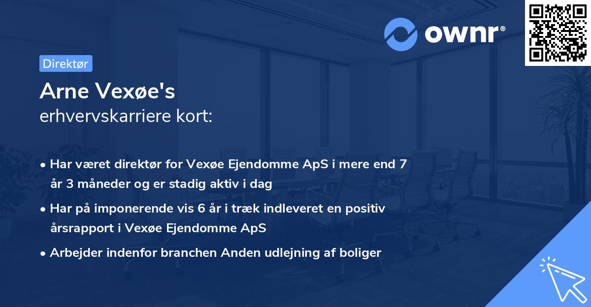 Arne Vexøe's erhvervskarriere kort