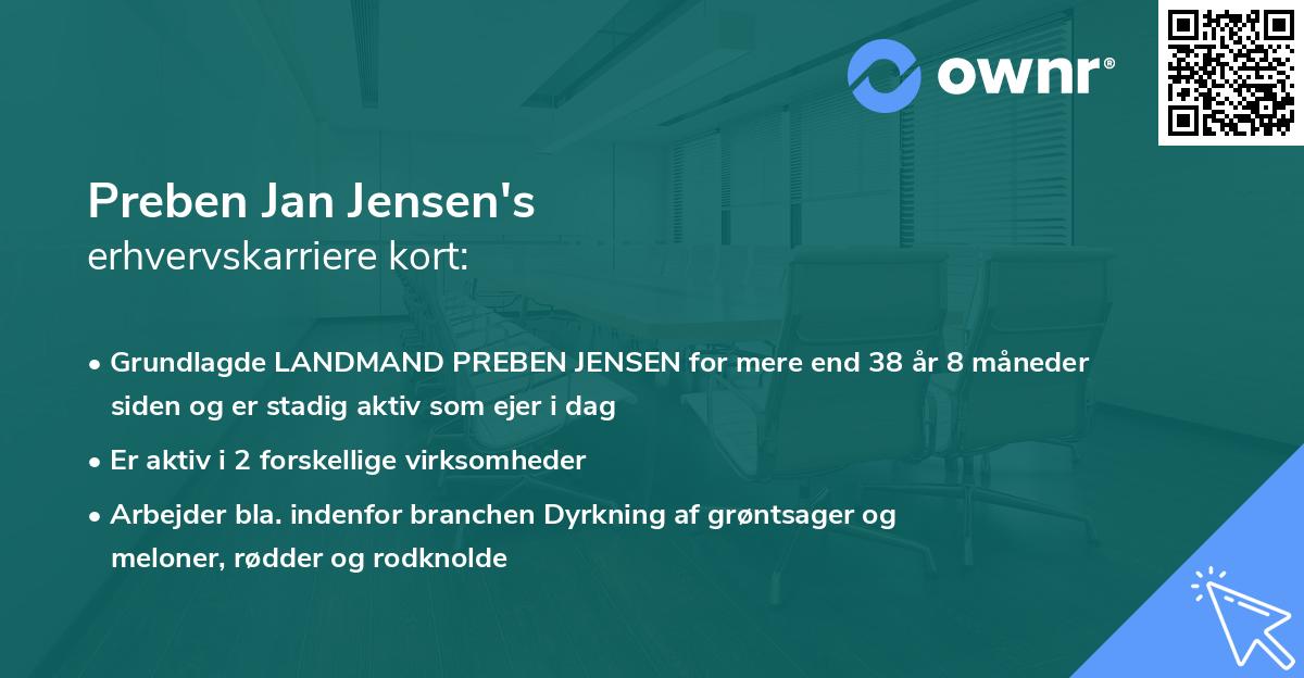 Preben Jan Jensen's erhvervskarriere kort