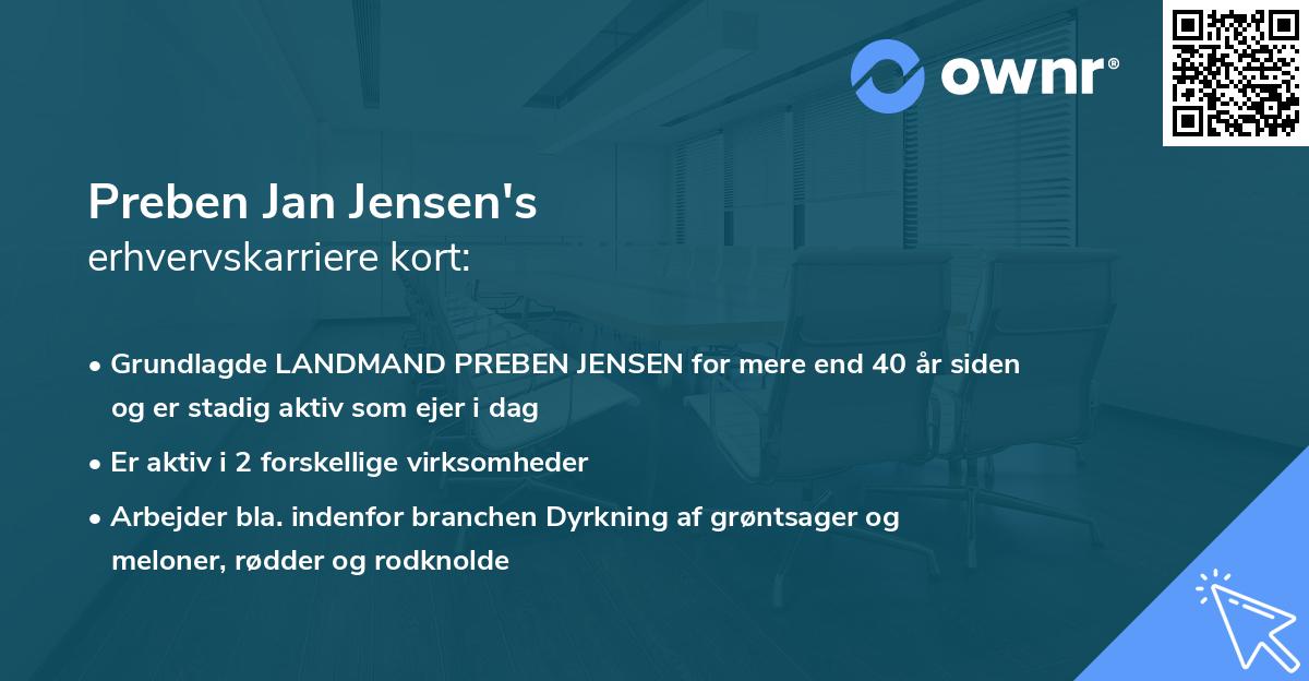 Preben Jan Jensen's erhvervskarriere kort