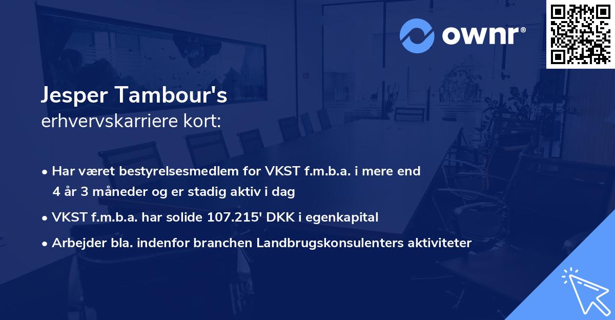 Jesper Tambour's erhvervskarriere kort