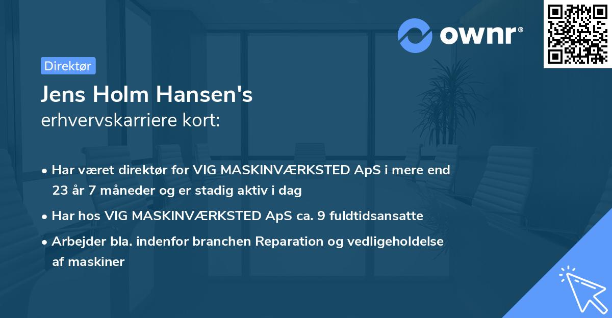Jens Holm Hansen's erhvervskarriere kort