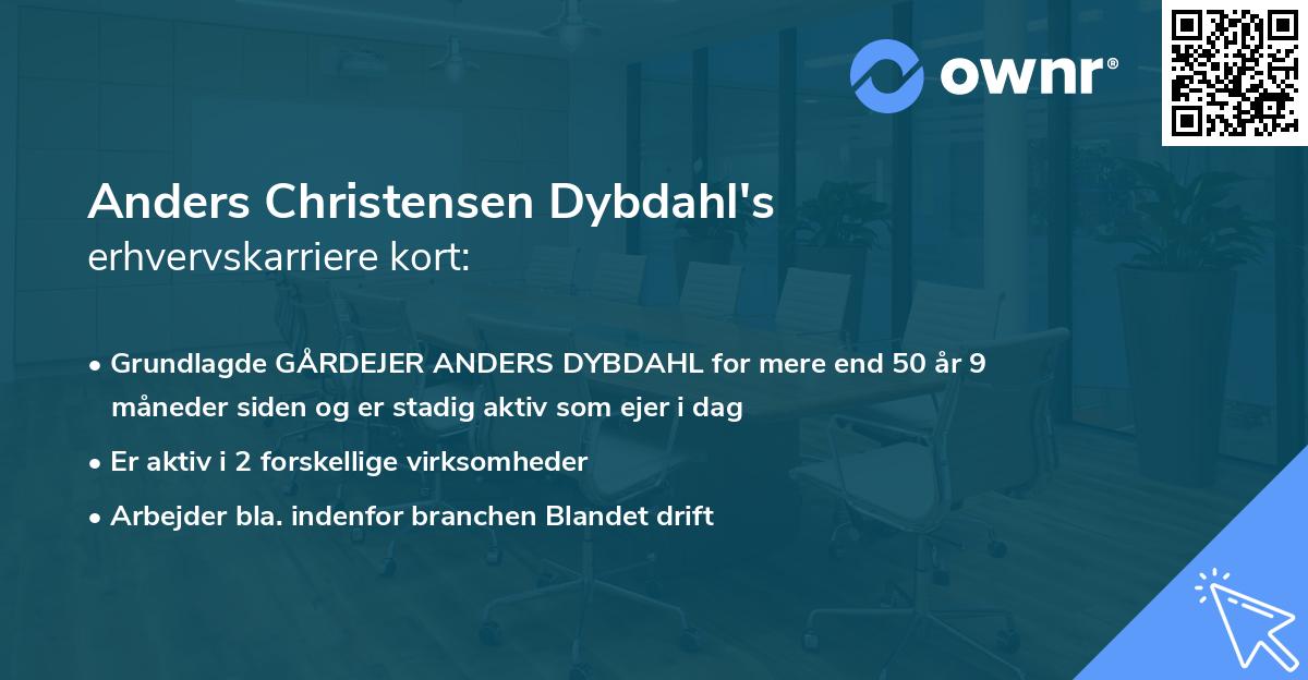 Anders Christensen Dybdahl's erhvervskarriere kort