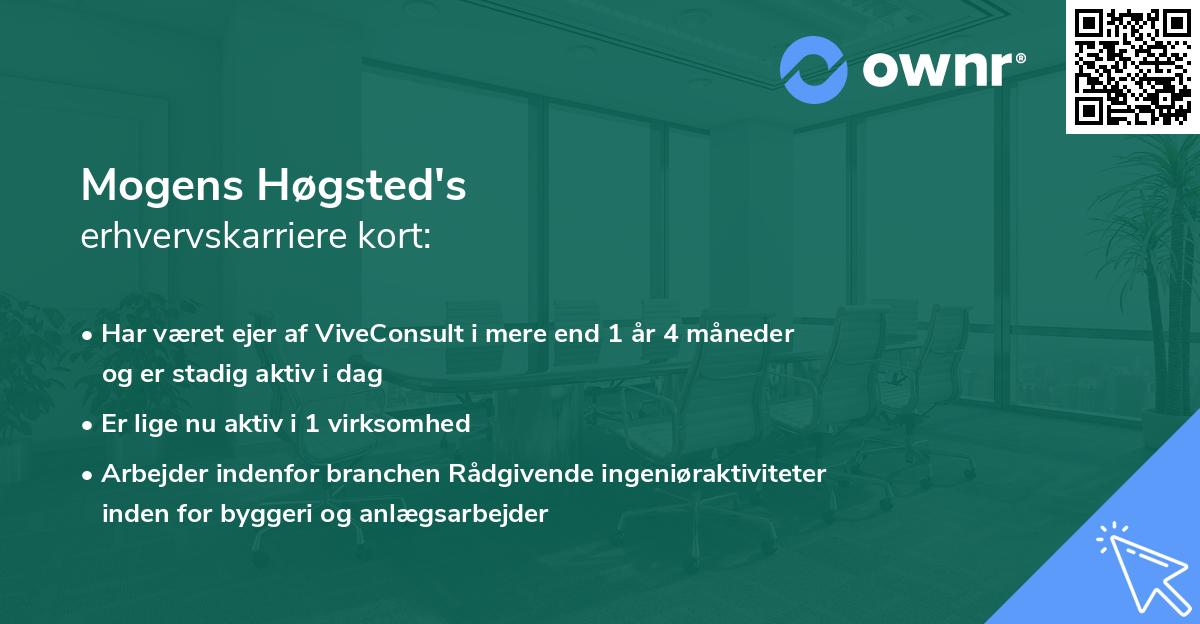 Mogens Høgsted's erhvervskarriere kort