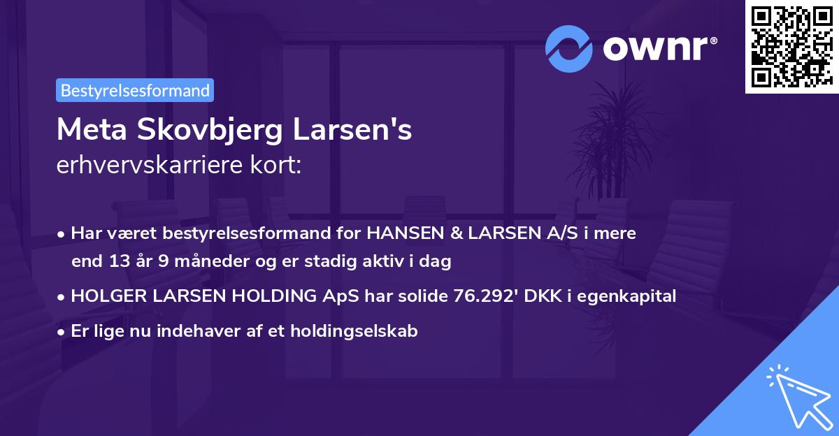 Meta Skovbjerg Larsen's erhvervskarriere kort