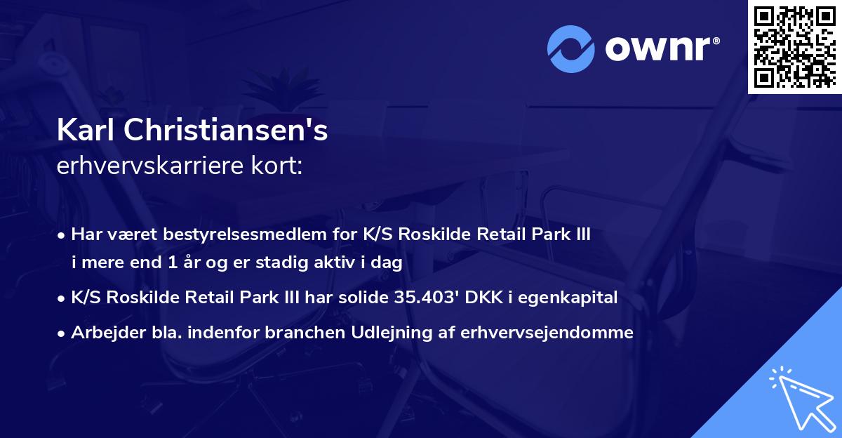 Karl Christiansen's erhvervskarriere kort