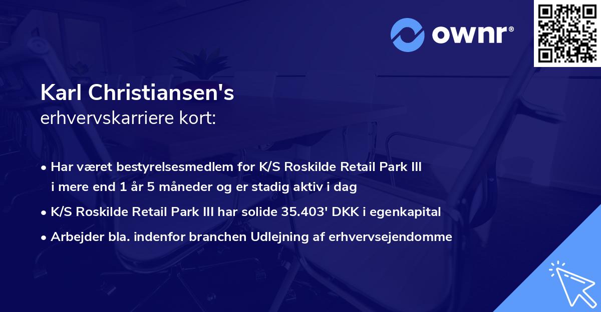 Karl Christiansen's erhvervskarriere kort