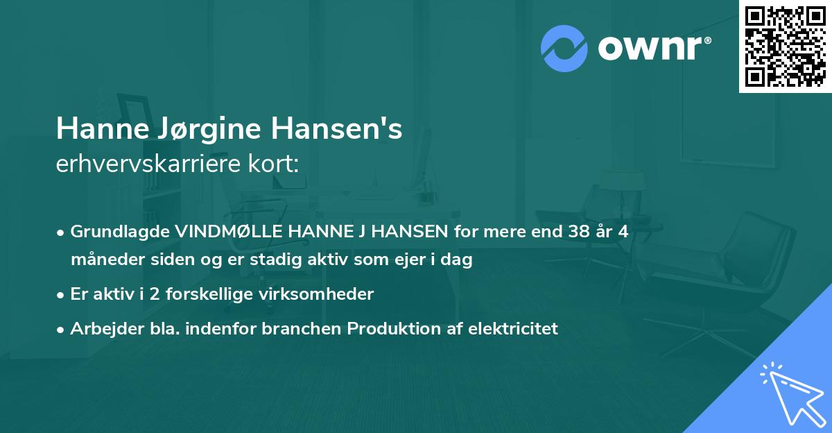 Hanne Jørgine Hansen's erhvervskarriere kort