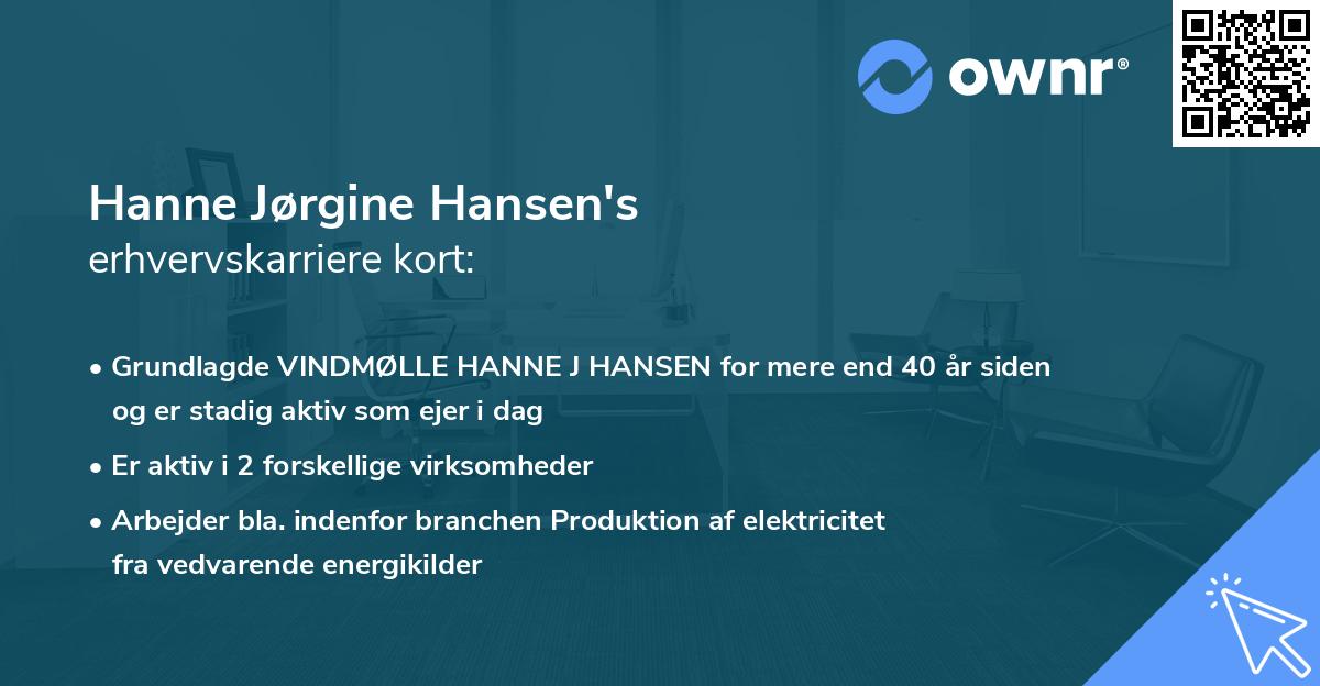 Hanne Jørgine Hansen's erhvervskarriere kort