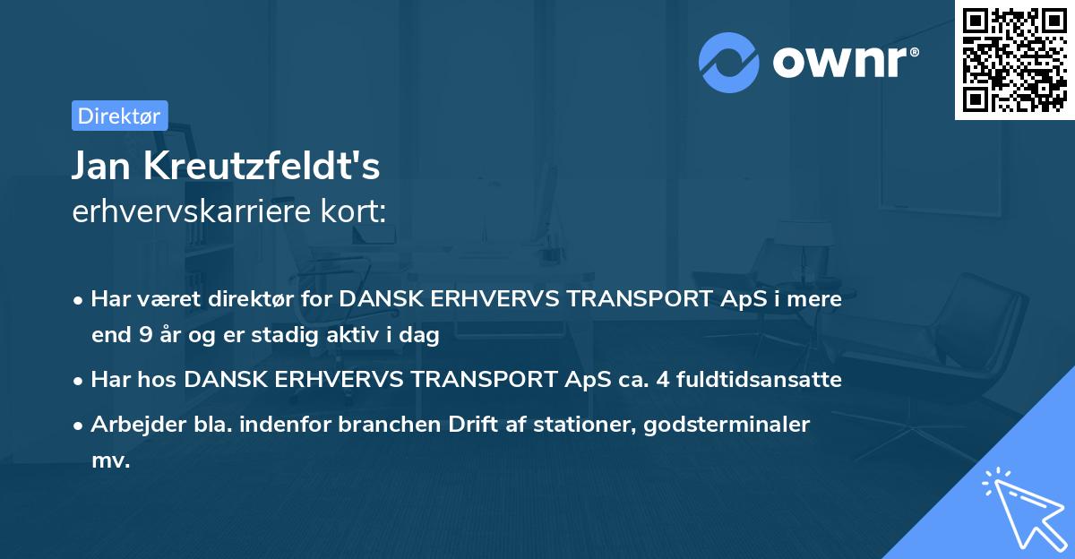 Jan Kreutzfeldt's erhvervskarriere kort