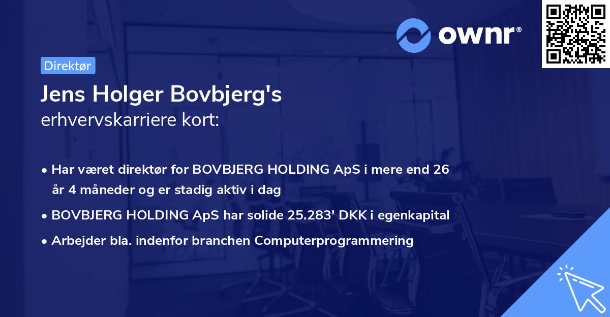 Jens Holger Bovbjerg's erhvervskarriere kort